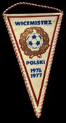 Football Vintage Wicemistrz Polski 1976-1977 polish football a commemorative small pennant. Good