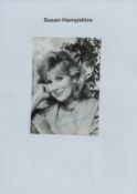 Susan Hampshire signed 6x4inch black and white photo. TV/Film, Entertainment autograph. Good