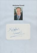 Nicholas Farrell signed 6x4inch white card. TV/Film, Entertainment autograph. Good condition Est.