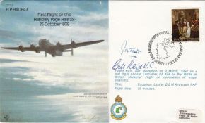 WW2 James Tait DFC Bill Reid VC signed RAF flown bomber cover 1st Flight Halifax. Good condition.
