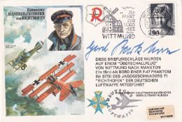 WW2 Luftwaffe ace General G. Barkhorn KC signed HASP1d Manfred Von Richthofen ( Red Baron ) cover.