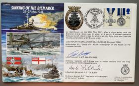 WW2 Sinking of the Bismarck 50th ann cover signed by HMS Hood survivors Ted Briggs and Bob