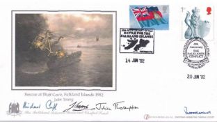 Falklands War 4 senior commanders signed Internetstamps Bluff cover FDC. Falklands Rescue at Bluff 4