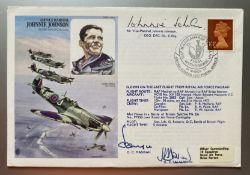 Avm Johnnie Johnson Top WW2 ace signed on his own historic aviators cover scarce. WW2 RAF. Good