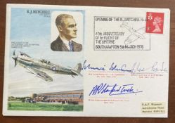 HA1d. R Mitchell Signed by 3 Spitfire Aces, J E Johnson, A Bader and Stanford Tuck. 5 Mar 1976