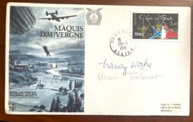 WW2 SOE Agents Nancy Wake 'The White Mouse' ND Henri Tardivat RARE signed cover. RAF Escaping