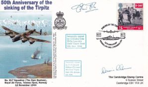 WW2 cover 50th ann Sinking of the Tirpitz Signed C Cole, D A Oldham both 617 Sqn on Tirpitz Raid. 12