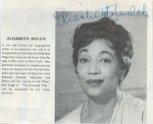 Elisabeth Welch signed 6x4 inch black and white magazine photo. Good condition. All autographs