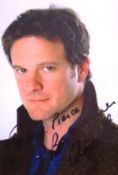 Colin Firth signed 6x4 inch colour photo. Dedicated. Good condition. All autographs come with a