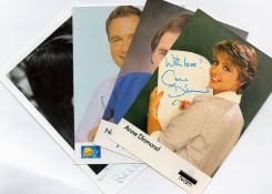TV Presenters collection 4 signed photos includes Anne Diamond , Nick Owen, Richard Arnold and Ellis