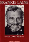 Frankie Laine signed Vintage souvenir In Concert programme. Signature on front cover dedicated. Good