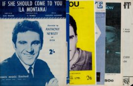 Vintage music score sheets collection includes 6, great names such as Anthony Newley, Ricky