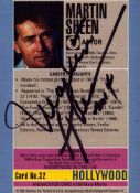 Martin Sheen signed 3x2 inch Hollywood trading card. Good condition. All autographs come with a