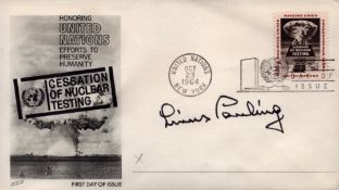 Linus Pawling signed Honoring United Nations Efforts to Preserve Humanity Cessation of Nuclear