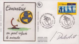 Dr Jacques Dubochet signed Premier Jour D'Emission FDC double PM Mouvement Emmaus 1949-1999 45