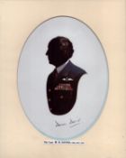 Group Captain William Dennis David CBE, DFC and Bar, AFC signed 12x10 inch mounted silhouette image.