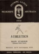 Vintage unsigned Olympic Games Melbourne Australia Official Programme - One Shilling. Athletics Main