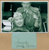 Dorothy Squires signed 3x2 inch album page and 6x4 inch vintage black and white.