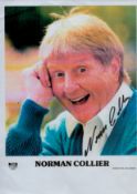 Norman Collier signed Colour picture A4 sheet was a British comedian. Good condition. All autographs