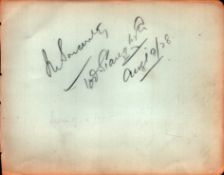 Tod Slaughter signed 6x5 inch album page dated August 1928. Good condition. All autographs come with