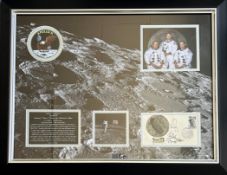 NASA Apollo 11 Astronauts Full crew signed rare display. 27x23 inches mounted signature display