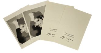 Liza Minnelli and David Gest 2 signed Christmas Cards and 2 unsigned black and white photos of