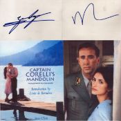 Nicolas Cage and Penelope Cruz signed separate 6x4 inch white cards. Included two unsigned colour