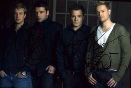 Westlife signed 12x8 inch multi signed colour photo includes Nicky Byrne, Kian Egan, Maek Feehily