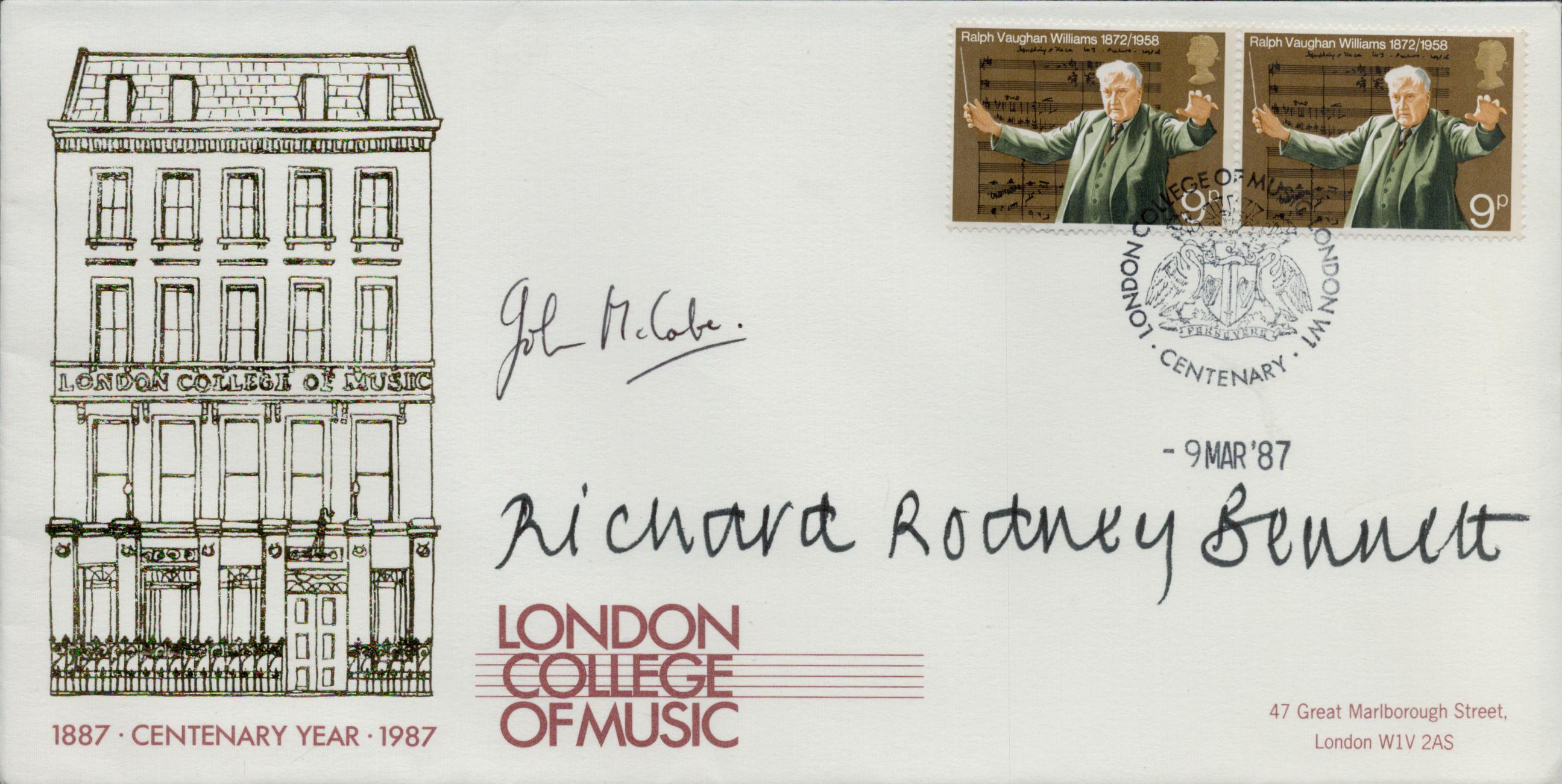 Richard Rodney Bennett signed FDC, date stamped 1987. Good condition Est.