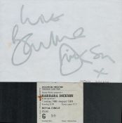Barbara Dickson signed London Show Ticker from 18/08/81 following 'Another Suitcase' hit. Good