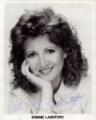 Bonnie Langford signed black and white head shot photo. Measures 8 inch by 10 inch appx. Good