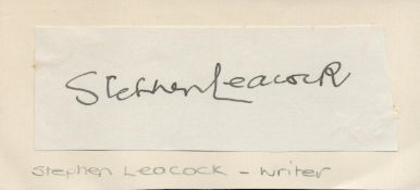 Stephen Leacock clipped signature. Political scientist writer. Good condition Est.