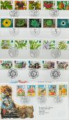 FDC collection of 5, Orchids, Pictorial Postcards, Summertime, Autumn, Springtime, five stamps