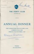 Len Hutton and Michael Parkinson signed dinner menu from 1987.