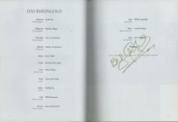 Sir Bryn Terfel, CBE signed ' The Royal Opera Das Rheingold' programme. Good condition Est.