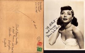 Marie Windsor signed 10x8 inch vintage sepia photo dedicated with original Los Angeles 1952