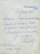 Charles Santley ALS dated 12/6/1903. Baritone composer. Good condition Est.