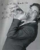Micky Flanagan signed 10x8 inch black and white photo dedicated.
