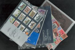 Stamp Collection of 5 stamp books collection, includes British Mint Stamps collectors pack 1979.