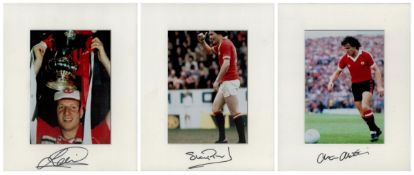 Footballers, 3 collection. Lee Martin signed photo pictured celebrating with FA. signed Arthur