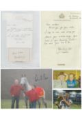 Sport collection of 5 signed photos letters. Signatures such as Captain John Burton Hall, David Pipe