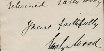 Field Marshal Sir Henry Evelyn Wood, VC, GCB, GCMG signed 4.5x2.5 inch approx. cutting.