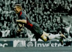 Rugby union Chris Ashton signed 16x12 inch colourised photo pictured in action for England. Good