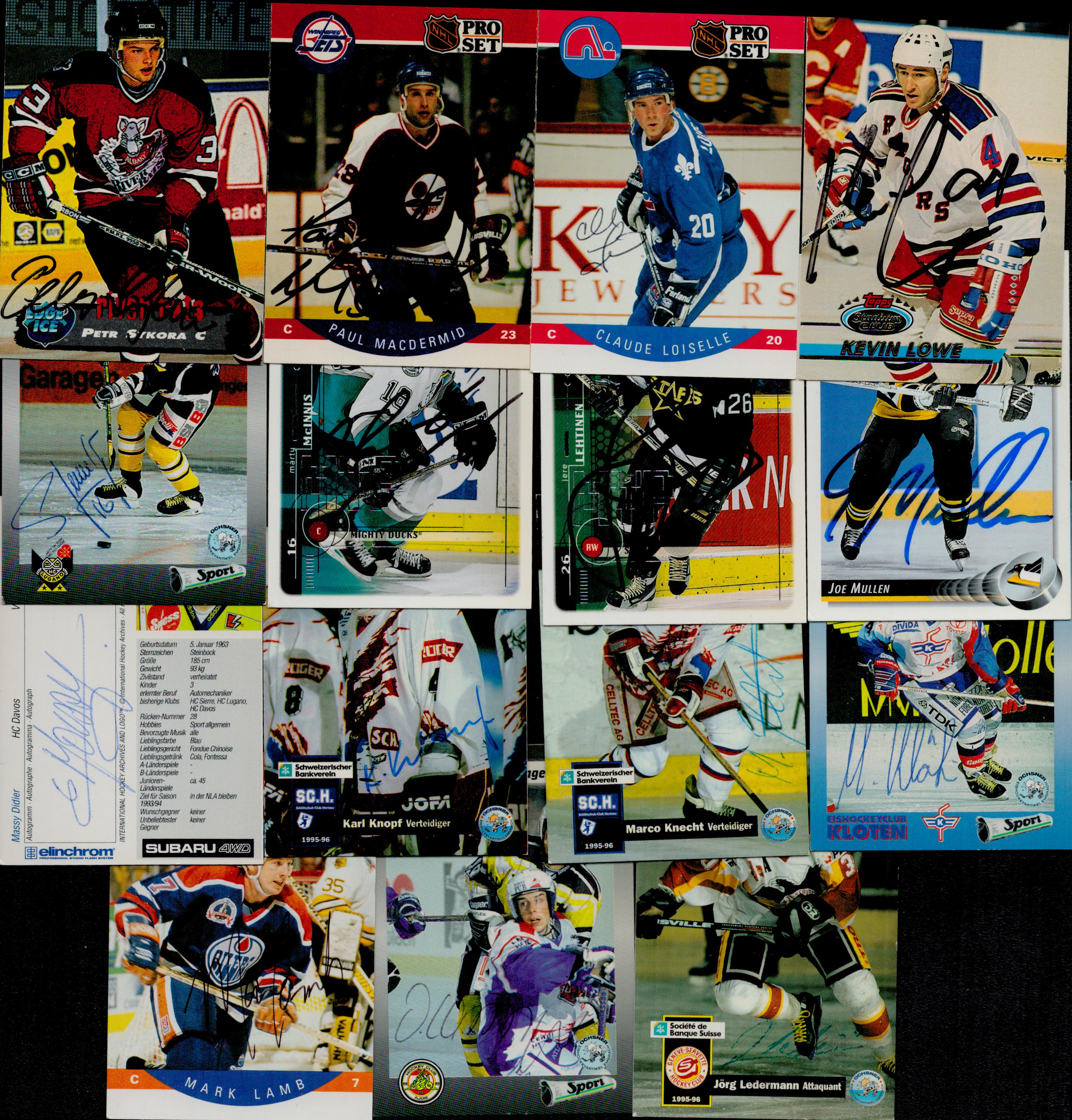 Ice Hockey Trading cards 15 signed signatures such as Kevin Lowe, Claude Loiselle, Paul Macdermid