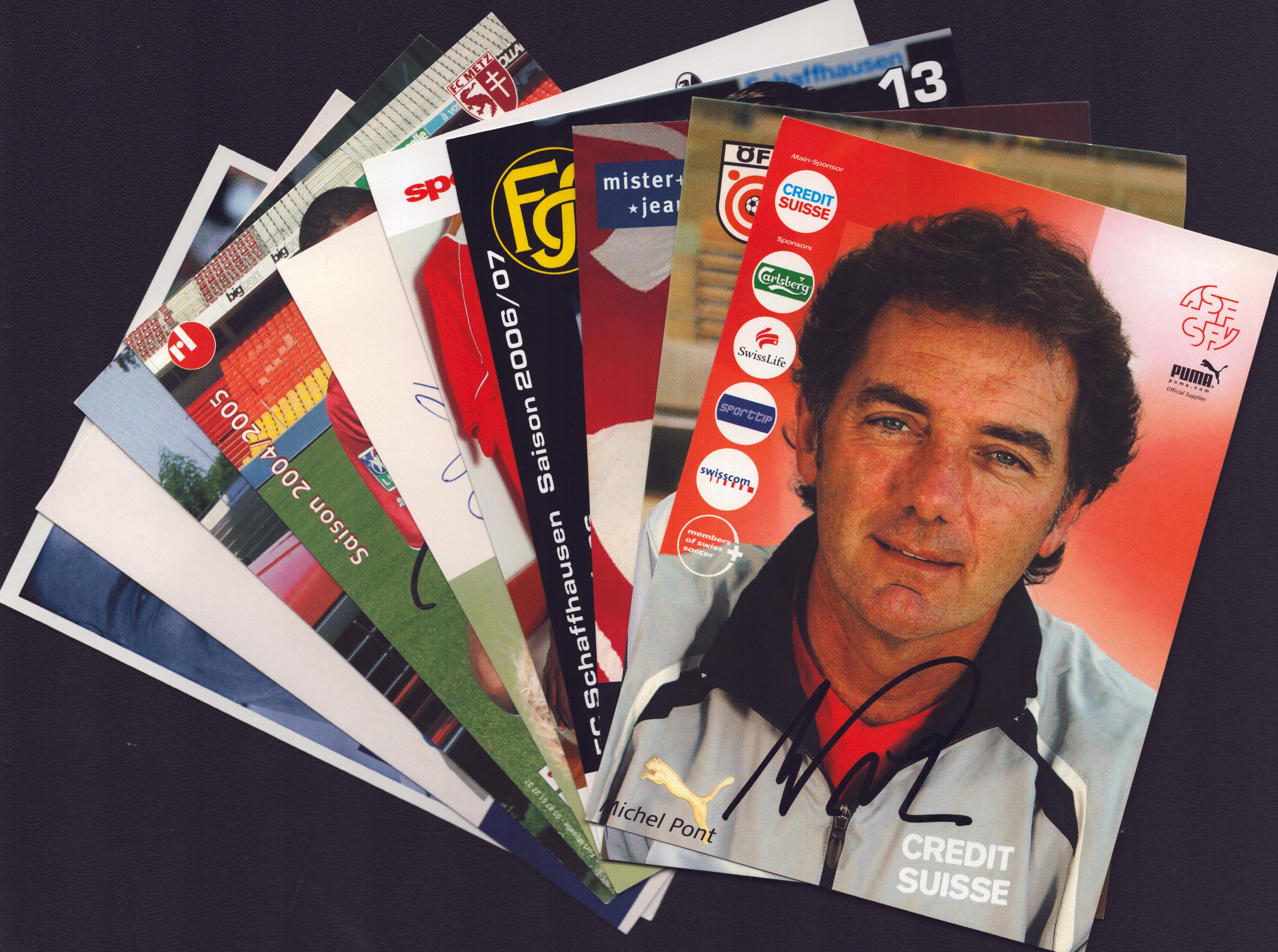 Football 10 signed 6x4 inch approx promo photos including names of Anton Polster, Raimondo Ponte,