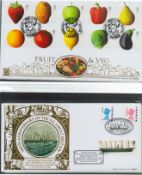 Benham FDC collection in red velvet folder, Fruit and Veg, 160th Anniversary of the S.S. Great