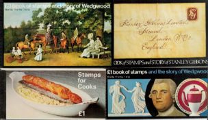 Stamp collection in mint condition, contains 4 British stamp booklets, subjects include Stamps for