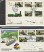 Benham FDC collection in red velvet folder, The Firefly Project, 47406 Rail Riders, Famous Trains,
