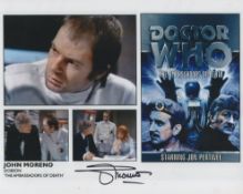 Doctor Who 8x10 colour photo signed by actor John Moreno as Dobson in The Ambassadors of Death. Good