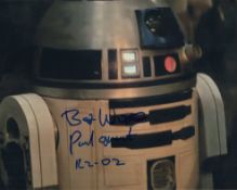Star Wars A New Hope R2-D2 colour 8x10 photo signed by the late Paul Grant. Good condition. All